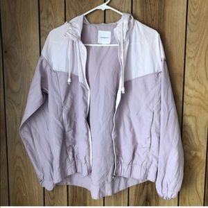 Pink zip up windbreaker hoodie jacket